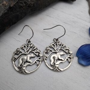 Silver Bear Tree Earrings